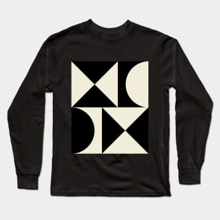 Black & White Abstract Art Minimal Shirt with Pattern style Long Sleeve T-Shirt